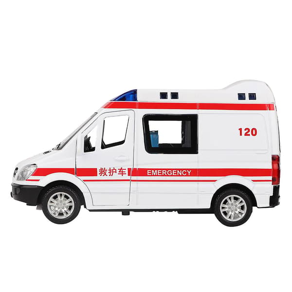 1:36 Hospital Ambulance Rednings Diecast Legeringsmodel Med Træk Tilbage Lyd Lys Til Børnelegetøj