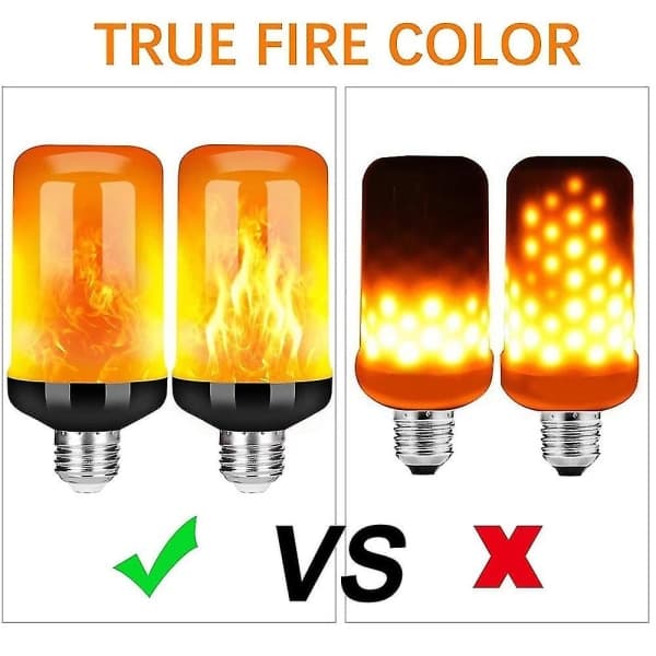2-pack LED-flameffektlampor 5W simulerat flimrande ljus för Halloween hem bar trädgårdsdekor E27 gul