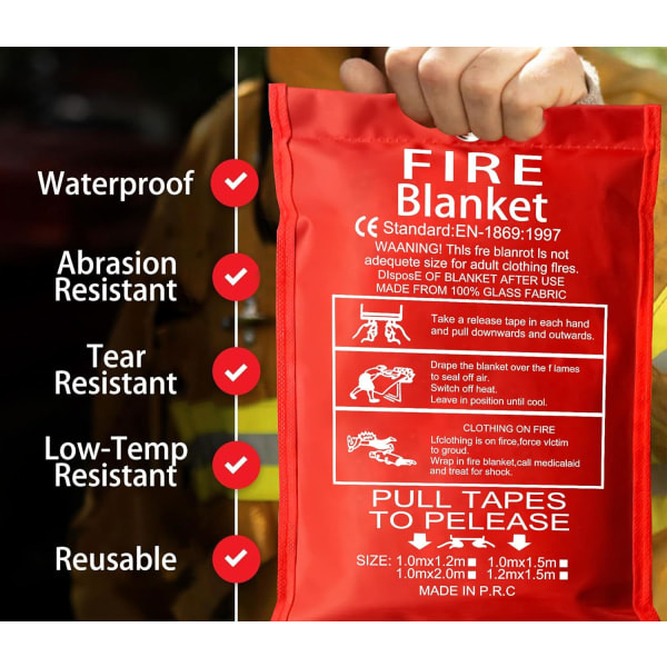 Nødbrandfilt Brandbeskyttelsesfilt til køkken, 40\" x 40\" brandfilt til hjemmet, brandfilt i glasfiber 1 stk
