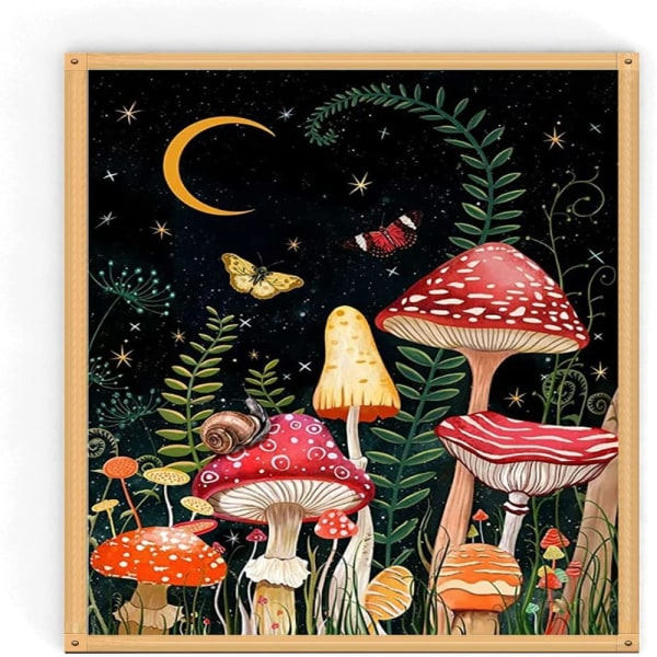 Leimattu ristipistokit Mushroom Needlepoint Butterfly