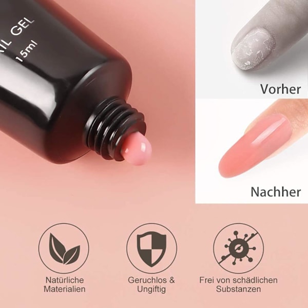 Nagelförlängningsgelset Naglar Nagelkit Nagelfärgsgel med toppbaslack Naglar Set/Kit Nagelmanikyr Salongset A