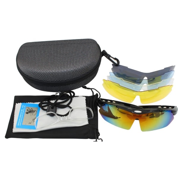 Polariserade cykelglasögon 5 utbytbara linser TR90-bågar för män och kvinnor för sportcykling MTB-sportglasögon blå
