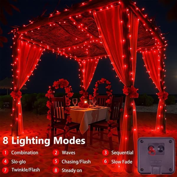 Solcellsslinga 4-pack 800 LED, koppartråd, utomhus dekorationsljus för jul & fest_TF_TF Röd 4pcs-20m 200LED