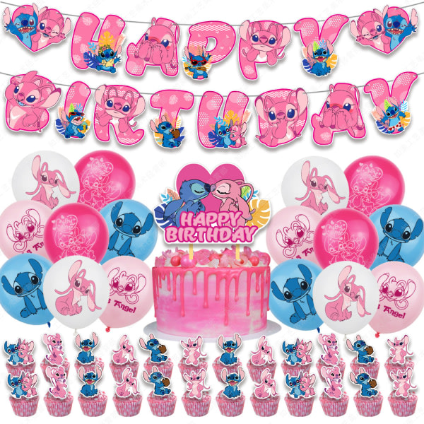 Pink Stitch Barn födelsedagsfest dekoration ballonger Set set 2