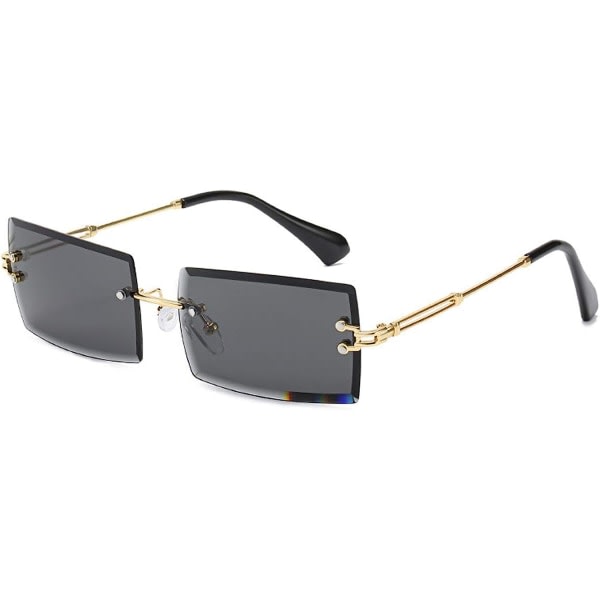 CDQ Båglösa rektangelsolglasögon för kvinnor/män Ultralätt metalli Grey