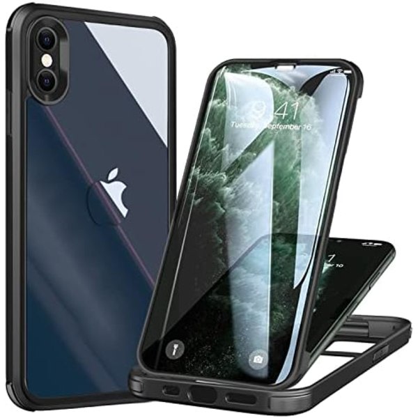 UBUNU iPhone Xs Max case , jossa on skärmskydd [Inbyggt 9H hårt härdat glas], Magsafe 360 ​​Helkroppsskydd, genomskinligt skyddande iPh Black