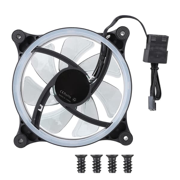 RS-15 Mini 120mm LED Dobbelt-Halo Eclipse Støjsvag Køleblæser Computer Køler Radiator Rød