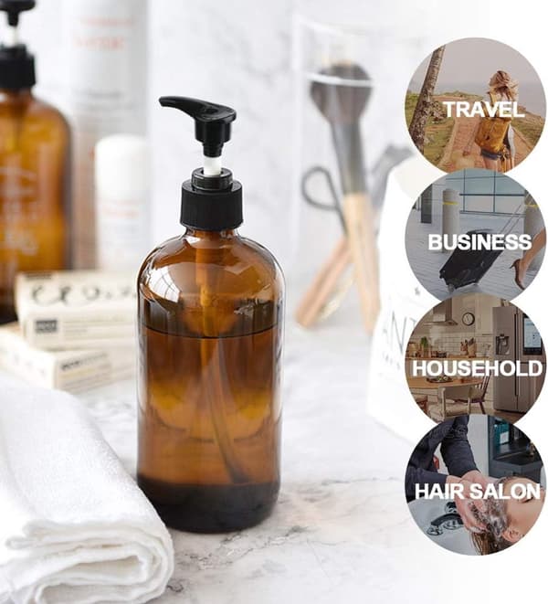 Soap Dispenser - Refillable - PP5 Plastic Brown with Pump - For Kitchen and Bathroom - 500 ml - Brown - 2 pieces