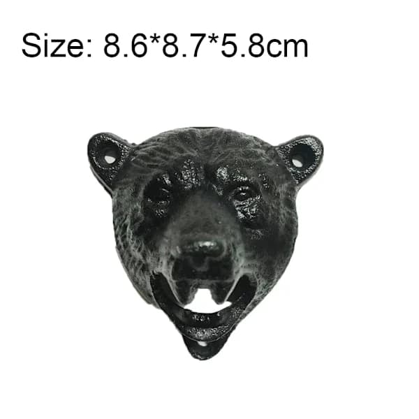 Wall Mounted Cast Iron Grizzly Bear Themed Bottle Opener