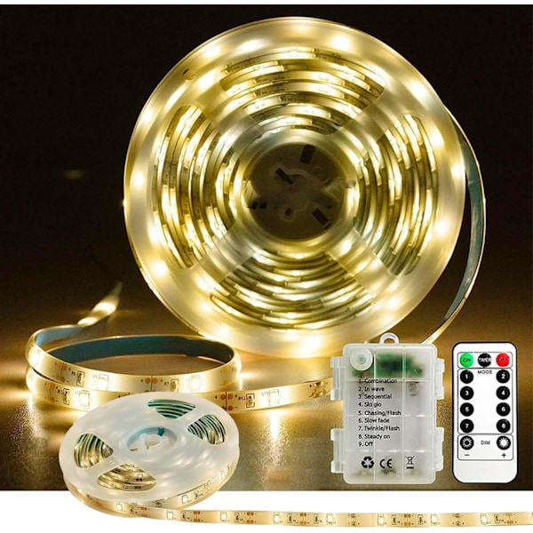 1 m LED-remsa med fjärrkontroll, batteridriven för enkel inomhusdekoration Varmvit-1 m Varmvit-1 m
