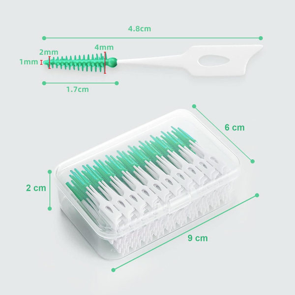 160 stk. mellomromsbørster Myk silikontannbørste Tannfloss Tannrengjøringsverktøy med dobbelt formål Tannflosspinne for CDQ