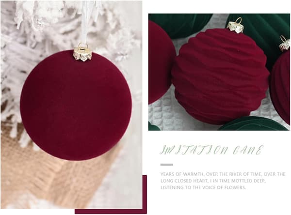 Julekuler i fløyel 12 stk 8 cm Store julekuler Uknuselige julekuler Wine red