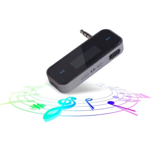 CDQ FM-sändare ljudadapter Bilsats, trådlös bilradiosändare Inbyggd 3,5 mm aux-port för bil iPhone 6s 5 SE iPod iPad smarta phoneer MP3 MP4