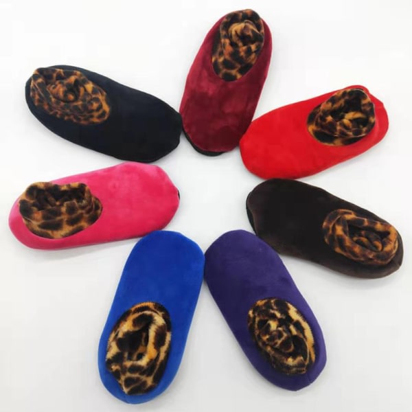 Toddler Vinter Varme Leopard Print Golvstrømper Skridsikre Hjem Indendørs Tøfler Kaffe M Zdq