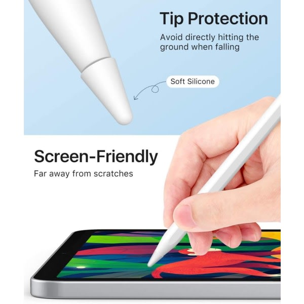 10-pak Spetsfodral til Apple Pencil 1/2, halvfri spetsar Pen Stylus iPencil Spetsfodral, Silikon Case Tilbehør, til iPad-pennor, vit