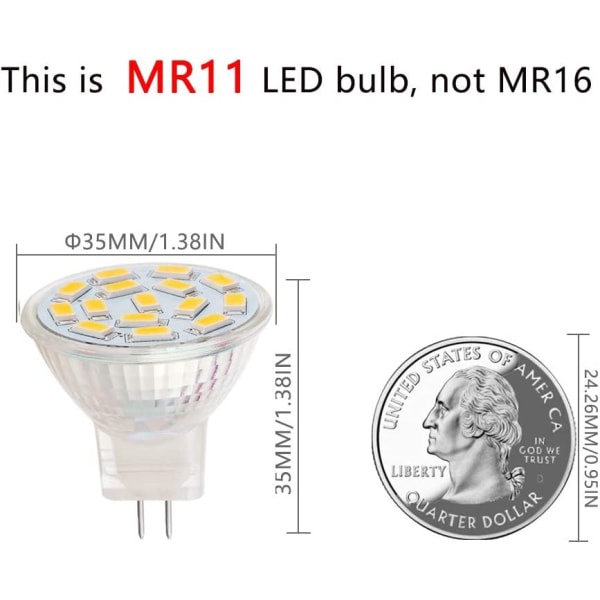 CDQ MR11 LED-lamput, GU4.0-kanta, 3W, valkoinen (6000K, 8 kpl)