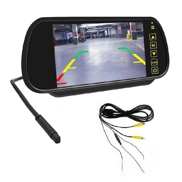7-tommer bil LCD-spejlmonitor Bakkamera Skærm 2 AV-indgange Auto Display Assist