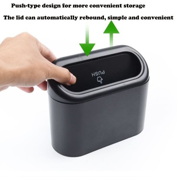Auto roskakori kannella, riippuva, mini kannella, push-on design auto roskakori, kannettava riippuva mini roskakori roskakori autoille