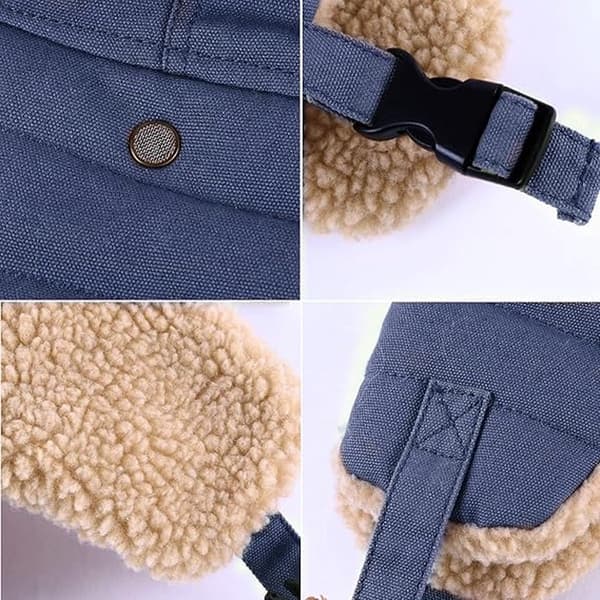 Vinter Aviator Hat, fortykket bomuld med ørevarmere, One Size, Marineblå