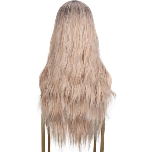 Damperuk Naturligt hår Ljusblont Långa lockiga peruker för kvinnor