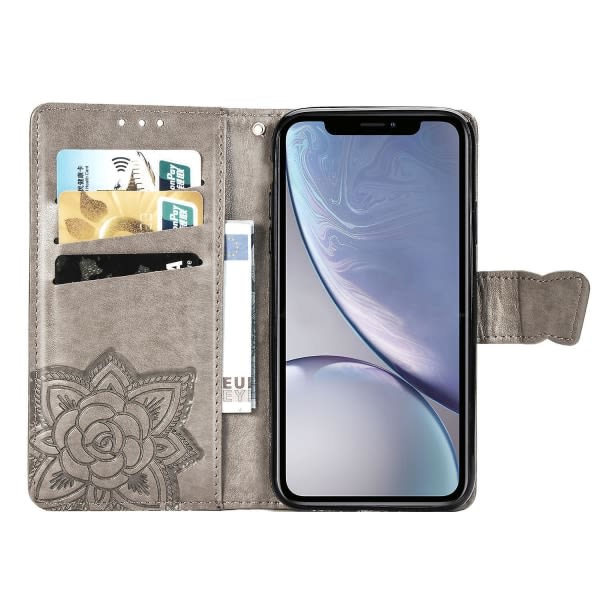 Kompatibel med Iphone Xr Case Flip Cover Emboss Butterfly Soft Tpu Shockproof Shell Slim - Grå null none