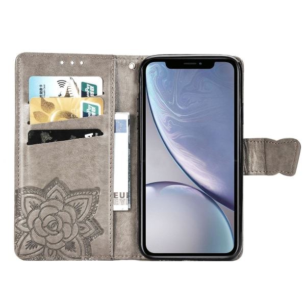 Kompatibelt med Iphone Xr Fodral Flip Cover Präglad Fjäril Mjuk Tpu Stötsäkert Skal Slim - Grå null none