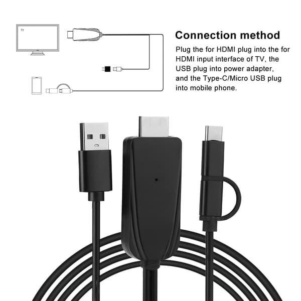 1080P HD USB C -sovitinkaapeli Bluetooth Sama näyttökaapeli Android-matkapuhelimelle