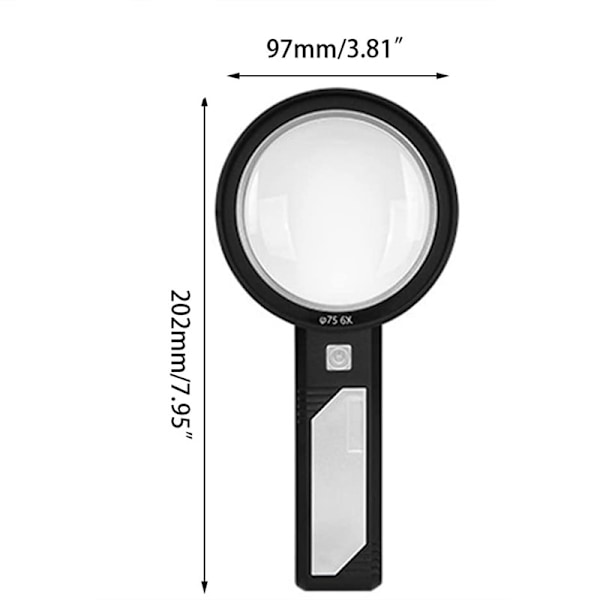 INF Forstørrelsesglas 6X/9X/15X med LED-lys Svart Sort