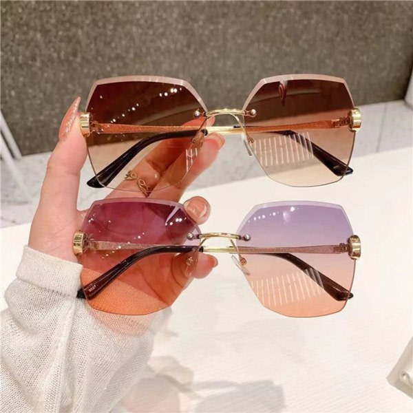 Solglasögon for kvinner, havslinser, kantskärning, fashionabla