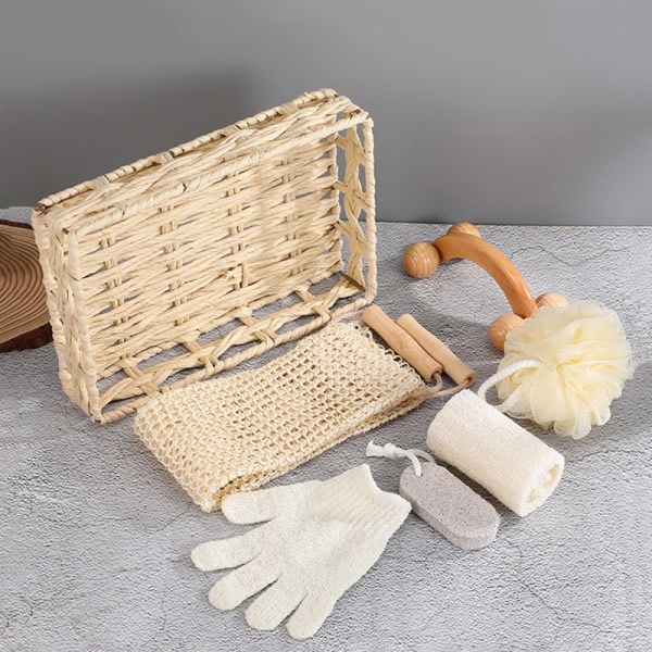 1 sett Spa Hjerteformet gaveeske Badhud Rengjøringssett Spa Gave Hvit 6PCS
