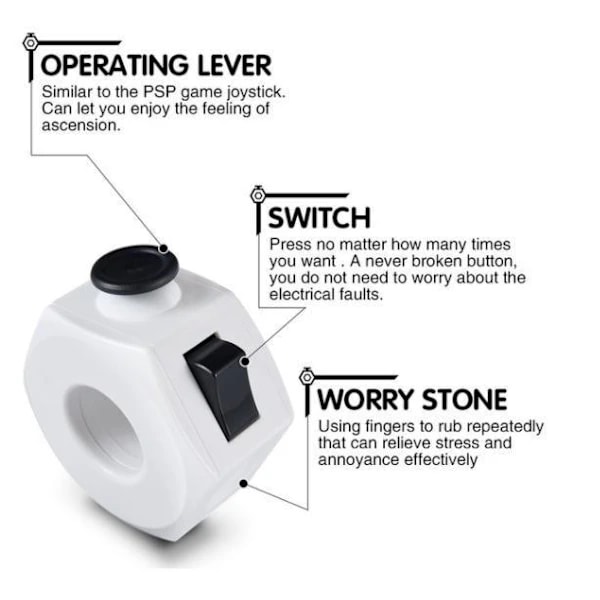 Fidget Rings Legetøj Pop it Terning Hvid+ Sort Hvid+ Sort Vit+ Svart