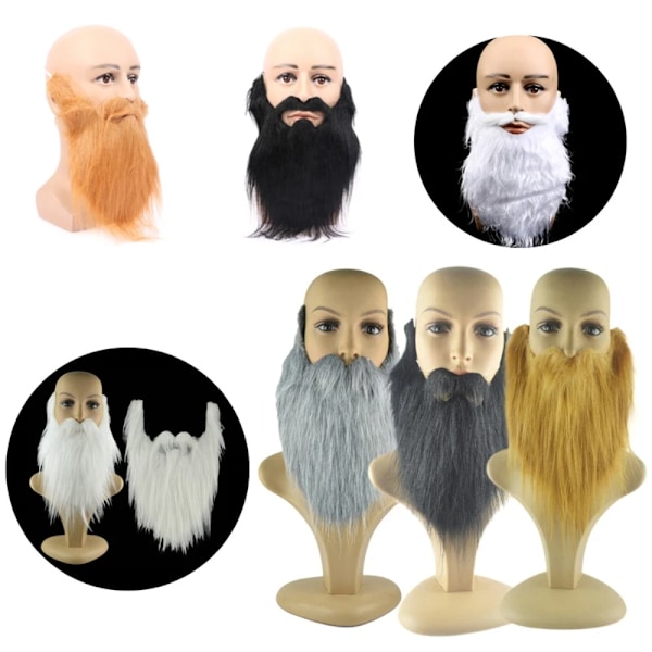 2 STK Fake Skæg Langt Fluffy Skæg GRÅD Gray