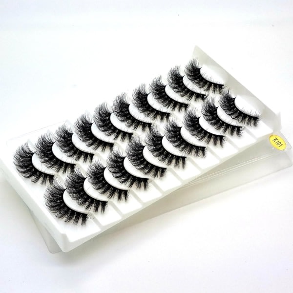 10 par løsøyenvipper - 3D faux mink (K-101) + Gave