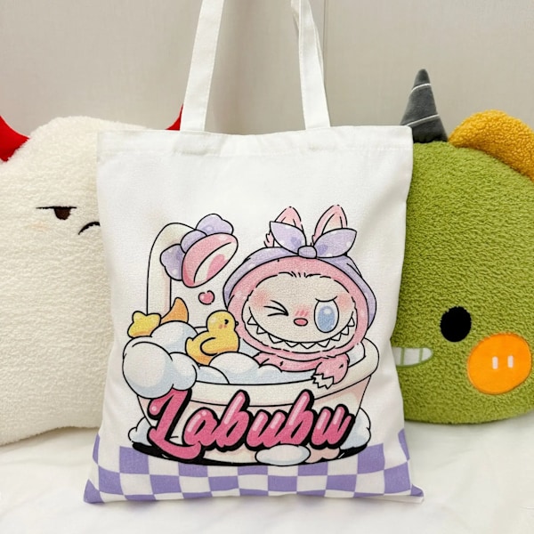 Labubu Kangaskassi Naisopiskelija Söpö Sarjakuva Ostoskassi Rento Olkalaukku The Monsters Ulkoilu Matkakäyttö YB13G(FMY) YB13G cofffe BUBU YB13G cofffe BUBU 35cm 40cm