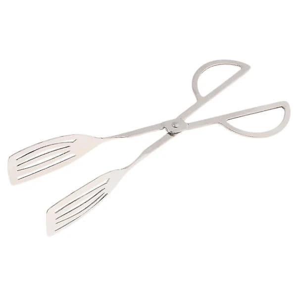 Grilltång i rostfritt stål med brett halkfritt grepp för matlagning, grillning, sallad och bufféservering, silver 25 cm