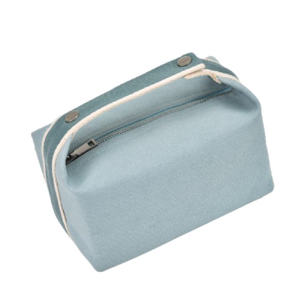 Canvas kosmetisk väska, bærebar stor kapacitet egnet til blå