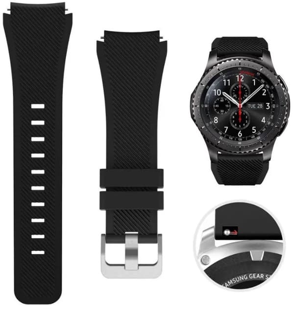 Urrem - Smartwatch-rem - Silikone - Sort - Velegnet til Samsung Galaxy Watch - 46 mm