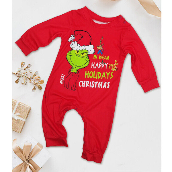 Grinch julpyjamas Familjematchande vuxen Barn PJs Set Nattkläder Pyjamas Baby 6M