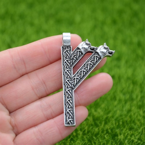 Viking Wolf Amulett Run Rune Fehu Norse Talisman Irske Knuter Smykker Goth Menn Halskjede Stil 5 Bronse