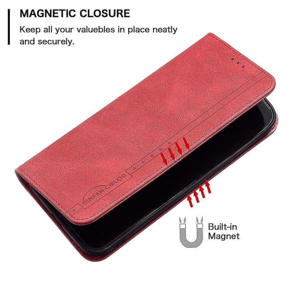 Kompatibelt fodral til Iphone 12 Pro Case Magnetstængning Vikbart beskyttelsescover - Rød null ingen