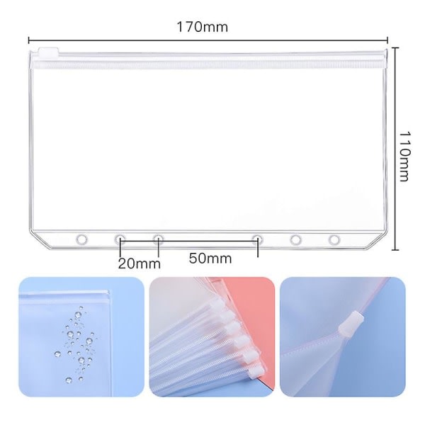 A6 Ringbind Budget PU Læder Planner Lommer Kontantkuvert Organizer System med gennemsigtig lynlås Udgiftsark Notebook CDQ