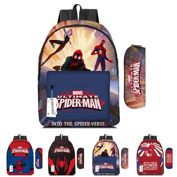 Barn Anime Spiderman Ryggsäck Bokväska Skol Pen väska Present #4