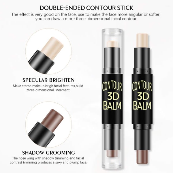 Dual-ended Highlight & Contour Stick Makeup Concealer Kit för 3D Face Shaping Body Shaping Makeup Set 3:a