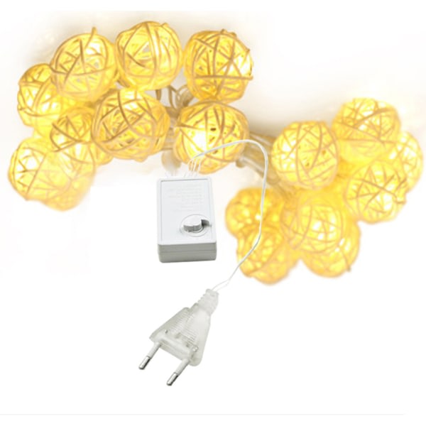 CDQ Rattan Fairy Lights Solar Warm White, 20 LEDs 5M 8Modes Outdoor
