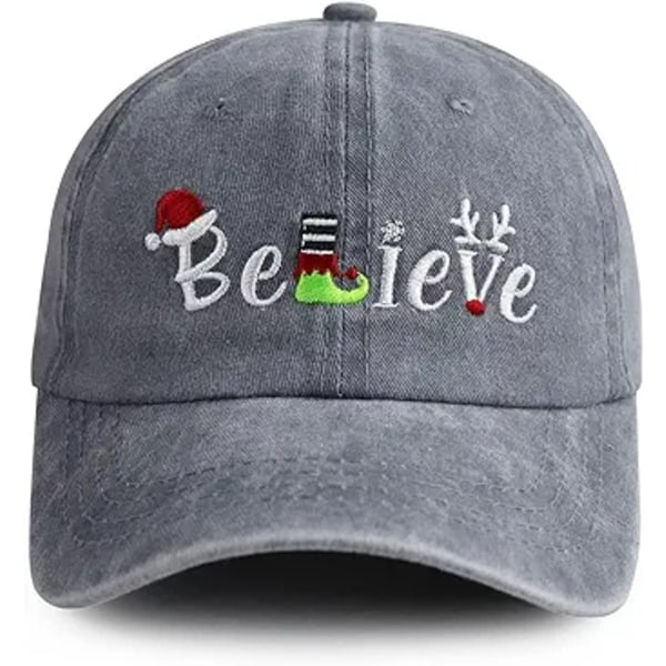Merry Christmas-hatt för män och kvinnor, rolig justerbar bomullsbroderi med cap för julhelgen