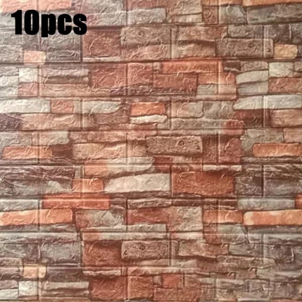 10-pack 3D Kakel Väggdekal Självhäftande Tapet röd 10PCS red 10PCS