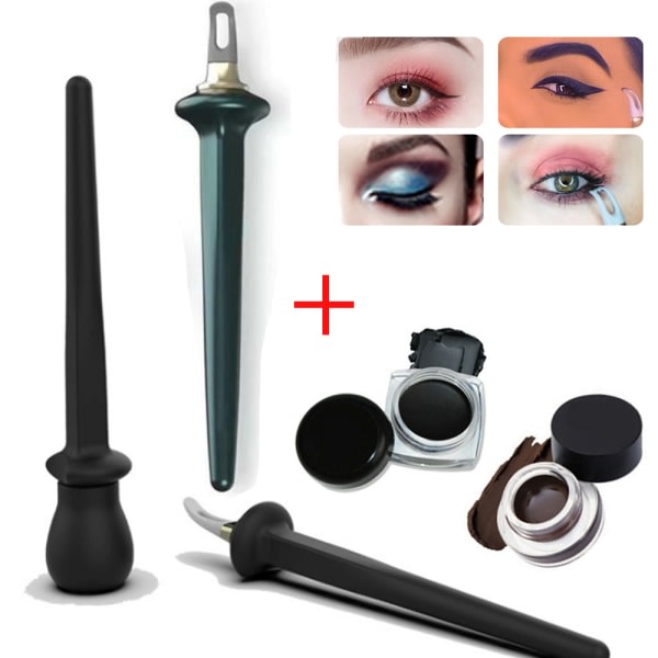 Eyeliner Guide Tools Återanvändbar silikonborste No-Skip&2 *Crème Green