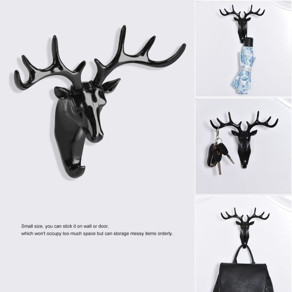 Hjorthuvudkrokar, självhäftande hjortväggdörrhornskrokar, dekorativa djurväggsnyckelhållare, dekor CDQ