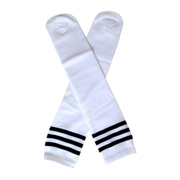 Nya fotbollssportstrumpor Långa knä bomull Spandex Legging för barn Vit zdq