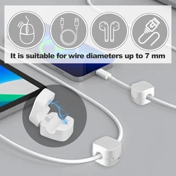 Cable Clips in Pack, Magnetic Cable Organizer, Cable Organizer with Self-Adhesive, Magnetic Cable Clips